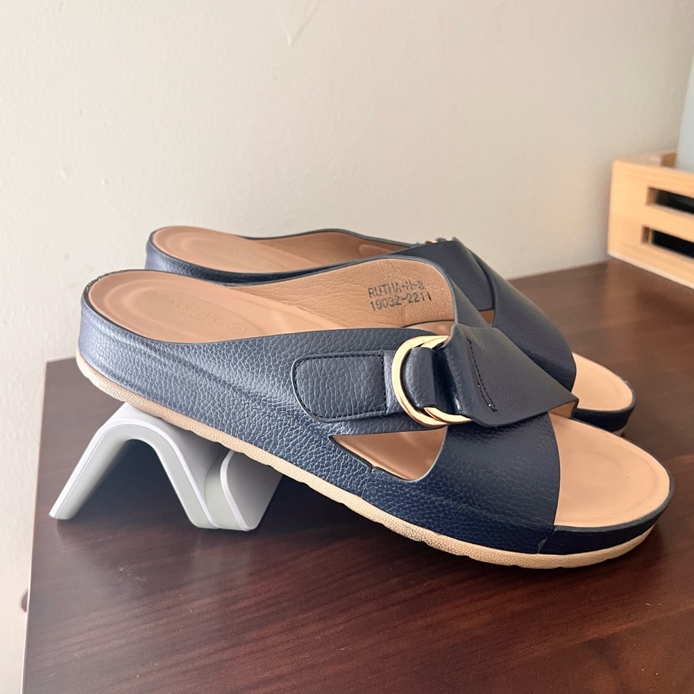 Patrizia by Spring Step Rutha Cross Band Sandals - Navy - Picture 6 of 9